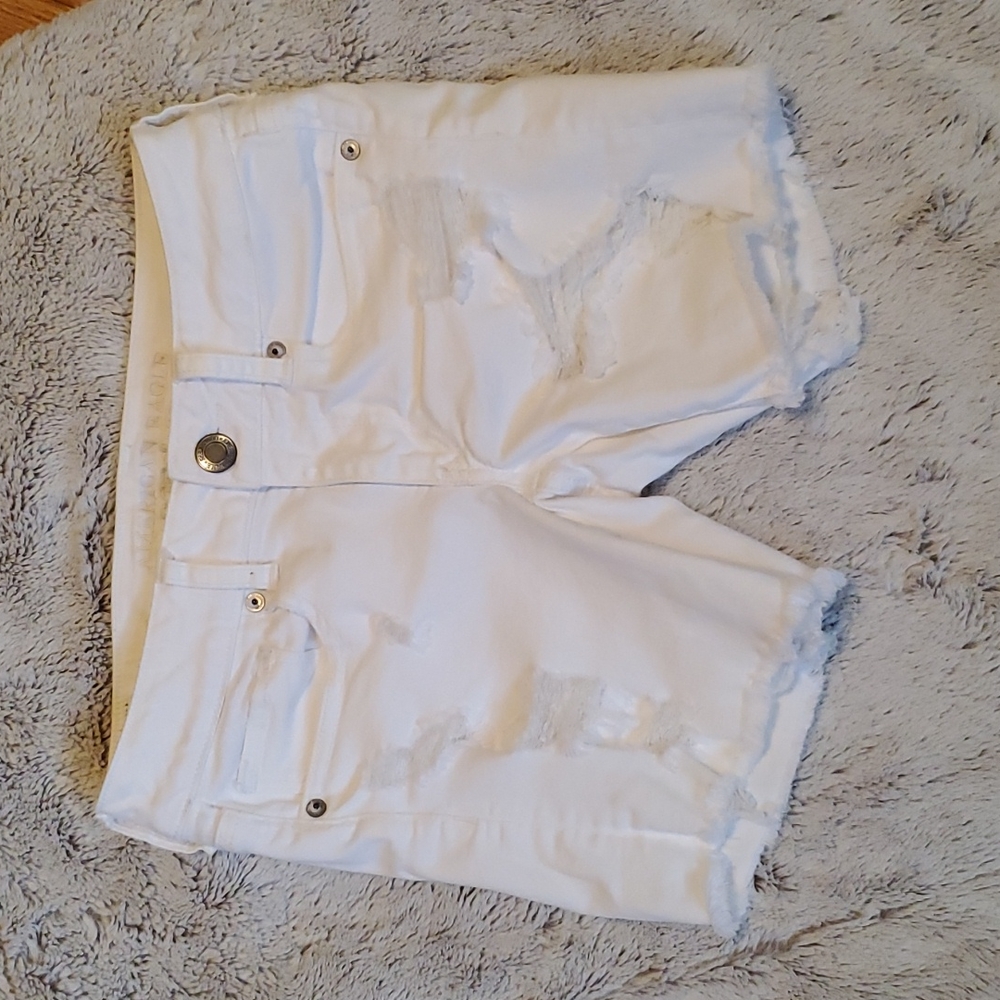 American Eagle Outfitters white denim distressed size 2 shorts